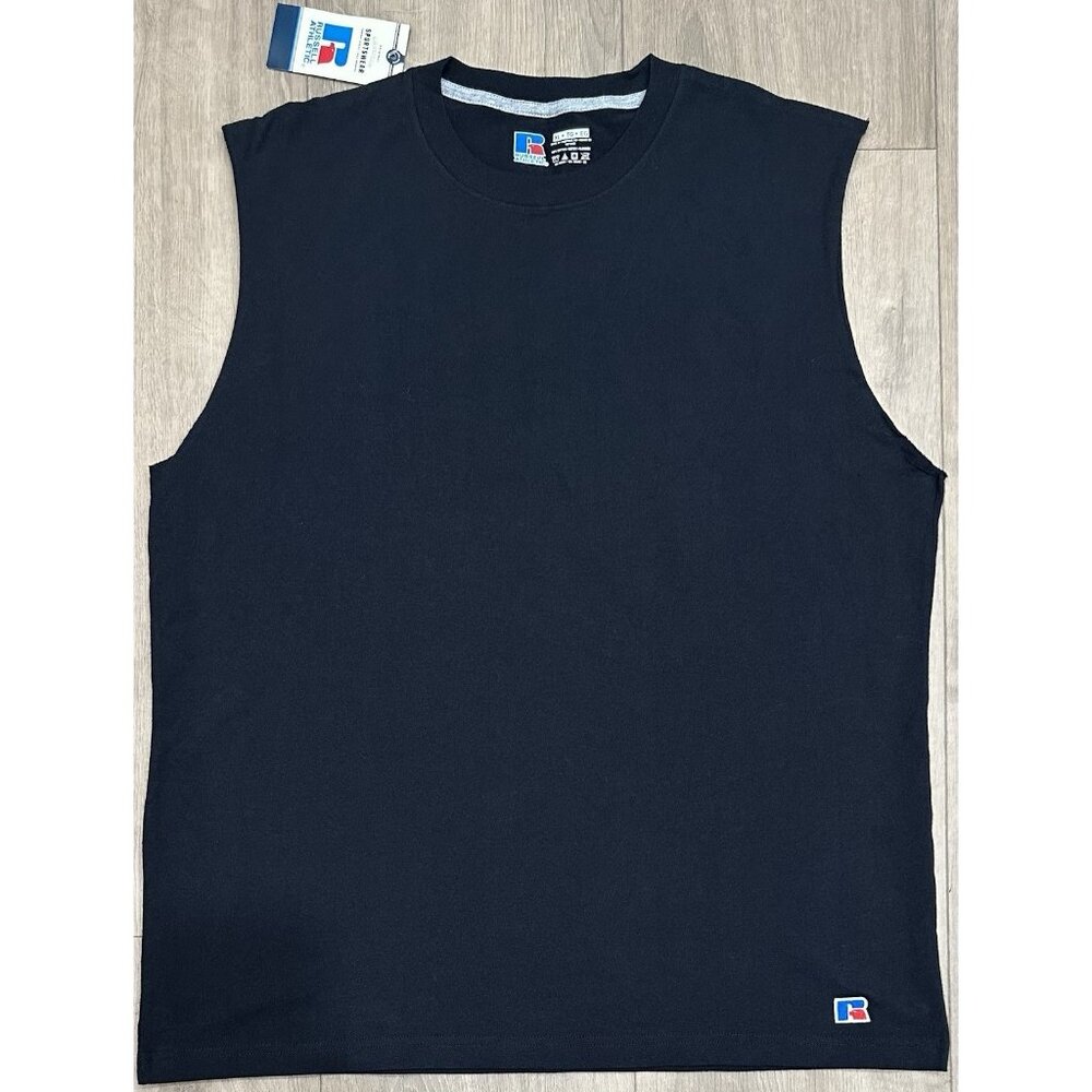 Vintage Russell Athletic Men’s Large Muscle Shirt Tank Top Gym Workout Black NWT
